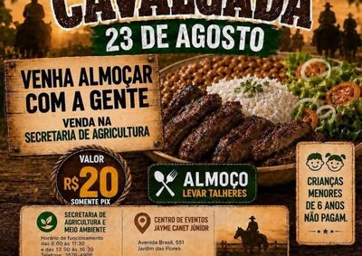Convites j&aacute; est&atilde;o &agrave; venda na Secretaria de Agricultura para o almo&ccedil;o que integra a programa&ccedil;&atilde;o da tradicional cavalgada.