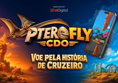 Ilha Digital lan&ccedil;a, no anivers&aacute;rio do munic&iacute;pio, game mobile protagonizado pelo
pterossauro Caiuajara Dobruskii como presente &agrave; "Cidade dos Dinossauros"