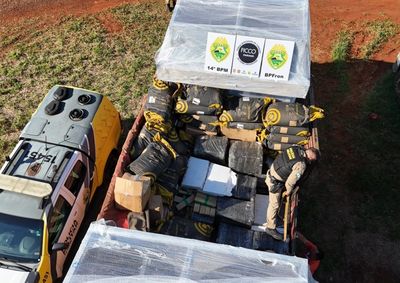 Droga estava escondida em meio ao carregamento e seguiria para Curitiba; motorista disse que receberia R$ 10 mil pelo transporte.