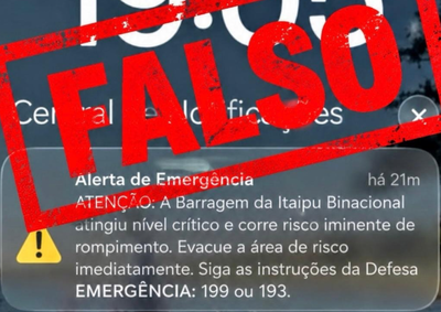 Informa&ccedil;&atilde;o falsa circulou em aplicativos de mensagens nesta ter&ccedil;a-feira (29). Itaipu afirma que estrutura &eacute; monitorada continuamente.