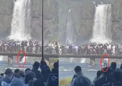 Caso aconteceu em junho, no Parque Nacional do Igua&ccedil;u. Visitante ultrapassou a prote&ccedil;&atilde;o da passarela e teve dificuldade para voltar ap&oacute;s buscar o aparelho.