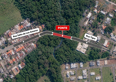 Nova liga&ccedil;&atilde;o vai conectar a Rua Salto de Los Amores &agrave; Rua Tigre, com travessia sobre o Rio Carim&atilde;; propostas ser&atilde;o abertas em novembro.