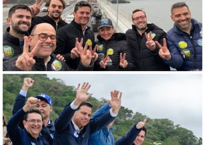 Candidatos cruzaram a obra da Ponte de Guaratuba e apresentaram propostas.