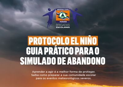 Material orienta a comunidade escolar sobre como agir em vendavais, tempestades de granizo, chuvas intensas e alagamentos