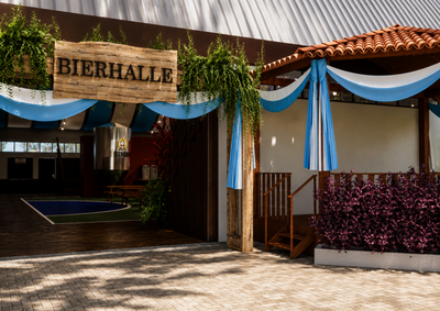 Bierhalle resgata a hist&oacute;ria da primeira Oktoberfest no local e re&uacute;ne gastronomia t&iacute;pica, chopes especiais e decora&ccedil;&atilde;o b&aacute;vara.