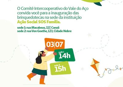 Iniciativa do Comit&ecirc; Intercooperativo do Vale do A&ccedil;o entrega duas salas de estudo e lazer em unidades da institui&ccedil;&atilde;o A&ccedil;&atilde;o Social SOS Fam&iacute;lia.