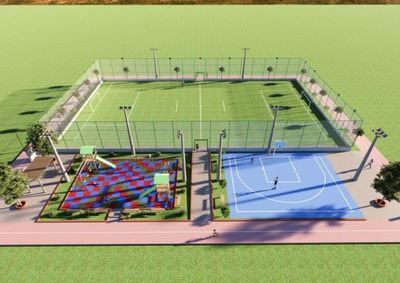 Projeto prev&ecirc; campo society, pista de caminhada, parquinho infantil e &aacute;reas de conviv&ecirc;ncia.