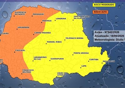 Aviso meteorol&oacute;gico aponta possibilidade de tempestades a partir deste s&aacute;bado (19).