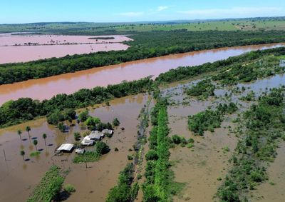 Moradores e animais precisaram deixar a regi&atilde;o h&aacute; quase uma semana por causa da cheia dos rios Iva&iacute; e Paran&aacute;.