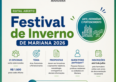 Edital vai selecionar 21 oficinas culturais com foco em arte, patrim&ocirc;nio e pertencimento; inscri&ccedil;&otilde;es seguem at&eacute; 5 de julho.