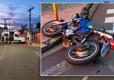 Motociclista atingiu uma boca de lobo e caiu. Durante a ocorr&ecirc;ncia, policiais descobriram que a moto havia sido furtada em Jaguari&uacute;na