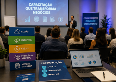 Programa&ccedil;&atilde;o inclui oficinas, consultorias e palestras sobre gest&atilde;o, marketing, cr&eacute;dito, intelig&ecirc;ncia artificial e reforma tribut&aacute;ria.