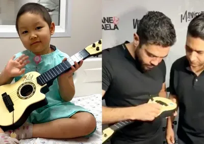  A pequena Maki foi surpreendida com um viol&atilde;o autografado pela dupla sertaneja Henrique e Juliano, em uma a&ccedil;&atilde;o que levou emo&ccedil;&atilde;o, carinho e esperan&ccedil;a.