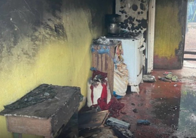 Inc&ecirc;ndio foi contido com ajuda de moradores e suspeita foi autuada por amea&ccedil;a e inc&ecirc;ndio