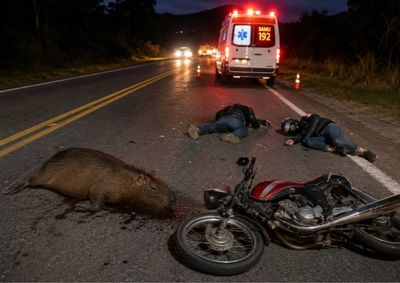 Animal adulto surgiu de repente e condutor n&atilde;o conseguiu impedir a colis&atilde;o