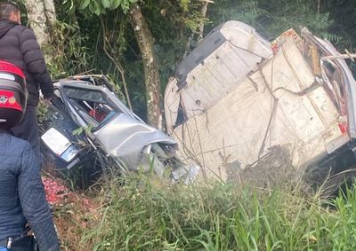 Ve&iacute;culo transportava uma carga de morangos congelados quando ocorreu o acidente em uma curva