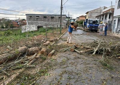 Vendaval acompanhado de chuva e granizo destelhou casas, derrubou &aacute;rvores e danificou estruturas