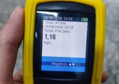 Teste do etil&ocirc;metro apontou 1,16 mg/L de &aacute;lcool por litro. CNH do motorista e licenciamento do ve&iacute;culo estavam vencidos
