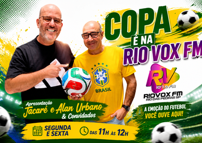 "Copa &eacute; na Rio Vox FM" ser&aacute; apresentado por Jacar&eacute; e Alan Urbano, com convidados especiais e intera&ccedil;&atilde;o dos ouvintes durante o per&iacute;odo do Mundial
