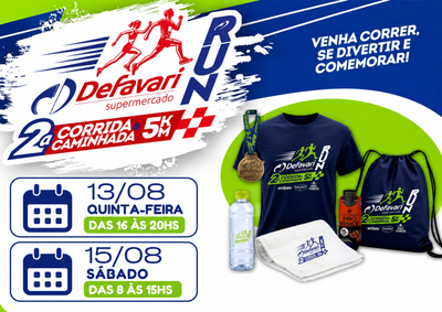 Participantes poder&atilde;o retirar os kits nos dias 13 e 15 de agosto, no Defavari Supermercado, mediante apresenta&ccedil;&atilde;o da documenta&ccedil;&atilde;o exigida.