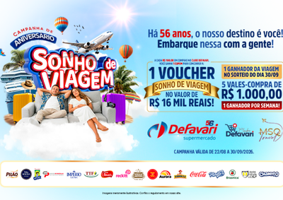 Lan&ccedil;amento da promo&ccedil;&atilde;o "Sonho de Viagem" acontece neste s&aacute;bado (22) com sorteio de viagem de R$ 16 mil, vales-compra e muita festa nas ruas da cidade.