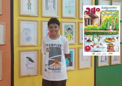 Aluno do 5&ordm; ano da Escola Municipal Claudete Aparecida Guidolim Nicolai teve caricatura de Michael Jackson escolhida para integrar a mostra.