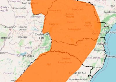 Aviso meteorol&oacute;gico inclui munic&iacute;pios do Oeste e prev&ecirc; condi&ccedil;&otilde;es favor&aacute;veis para temporais, com chuva intensa, granizo e rajadas de vento
