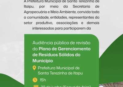 Encontro discutir&aacute; a revis&atilde;o do Plano de Gerenciamento de Res&iacute;duos S&oacute;lidos do munic&iacute;pio.