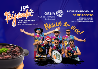 Almo&ccedil;o tradicional ter&aacute; m&uacute;sica ao vivo e arrecadar&aacute; recursos para projetos e a&ccedil;&otilde;es sociais desenvolvidos pelo Rotary no munic&iacute;pio.