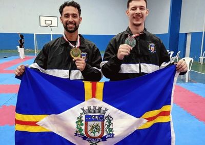 Lucas Argolo conquista ouro no Kumite at&eacute; 84 kg e Gustavo Argolo garante prata; equipe abre a campanha da cidade com resultados expressivos.