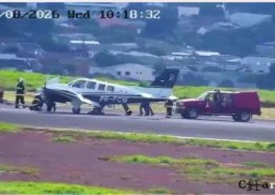 Beechcraft Baron G58 apresentou falha durante o voo e precisou realizar o pouso no aeroporto de Cascavel 