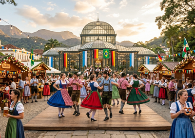 Abertura da festa acontece &agrave;s 17h, com chope, dan&ccedil;a folcl&oacute;rica e transmiss&atilde;o do jogo do Brasil no Pal&aacute;cio de Cristal.