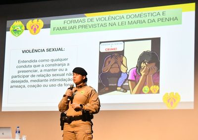 Palestra abordou o enfrentamento &agrave; viol&ecirc;ncia contra a mulher e levou orienta&ccedil;&otilde;es sobre a identifica&ccedil;&atilde;o e preven&ccedil;&atilde;o das diferentes formas de viol&ecirc;ncia