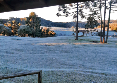 Com m&iacute;nima de -0,8&deg;C, Porto Uni&atilde;o amanheceu com geada. Irine&oacute;polis registrou a mesma temperatura, enquanto Canoinhas marcou -0,2&deg;C.