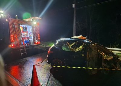 Peugeot transportava tr&ecirc;s ocupantes. Um deles morreu no local e outro foi encontrado inconsciente ap&oacute;s ser ejetado.