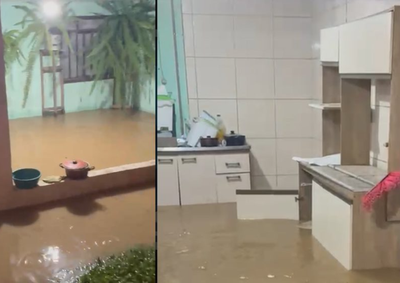 Moradores da Cohab 1 relatam que a &aacute;gua entrou na resid&ecirc;ncia e cobram uma solu&ccedil;&atilde;o para o problema de escoamento.