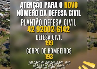 Salve o novo contato e, em caso de necessidade, orienta&ccedil;&atilde;o ou atendimento relacionado &agrave; situa&ccedil;&atilde;o de enchente, entre em contato com a Defesa Civil