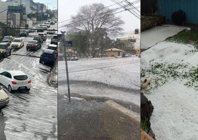 Pedras se acumularam sobre o pavimento e fizeram ve&iacute;culos patinarem em trechos mais &iacute;ngremes da cidade.