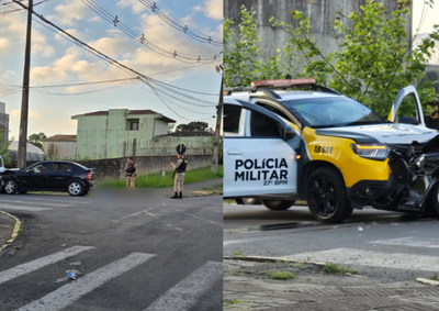 Os dois policiais que estavam na viatura sofreram les&otilde;es leves na cabe&ccedil;a e nas pernas