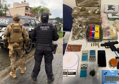 Opera&ccedil;&atilde;o realizada em Curitiba nesta ter&ccedil;a-feira (13) resultou em duas pris&otilde;es e na apreens&atilde;o de 16 quilos de drogas, al&eacute;m de arma de fogo e muni&ccedil;&otilde;es