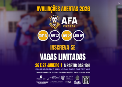Inscri&ccedil;&otilde;es j&aacute; est&atilde;o abertas; peneira para as categorias Sub-10 a Sub-16 acontecer&aacute; nos dias 26 e 27 de janeiro, no Poliesportivo Municipal.