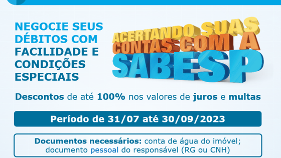 Notícia - Sabesp passa a entregar novo modelo de conta de água aos clientes  - Prefeitura Municipal de Cajati