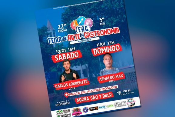 Feira de Arte e Gastronomia anima Andradas neste fim de semana