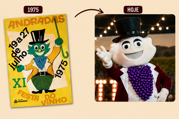 Conhe&ccedil;a a origem e o significado da mascote da Festa do Vinho de Andradas
