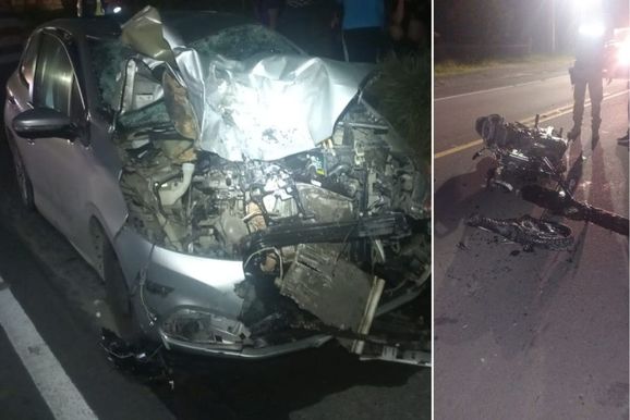 Motociclista morre ap&oacute;s carro tentar ultrapassagem e bater de frente com moto na SC-350