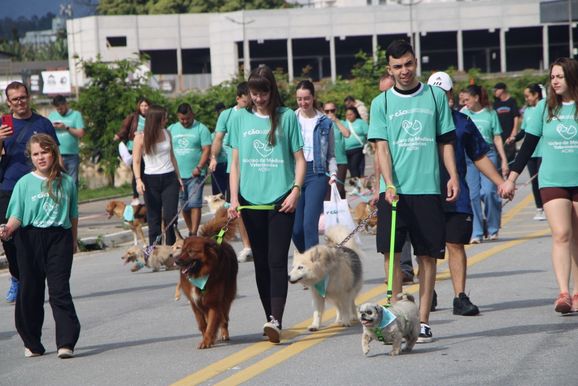 C&atilde;ominhada re&uacute;ne mais de 100 pets e tutores e arrecada recursos para ONG de Guabiruba