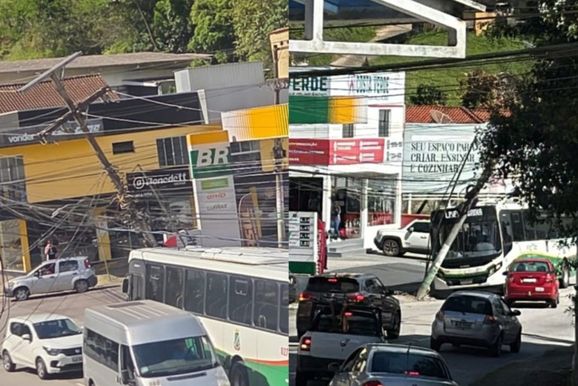 &Ocirc;nibus atinge poste e mais de 6,6 mil unidades ficam sem energia em Brusque