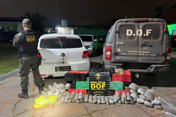 DOF apreende mais de 200 quilos de drogas ap&oacute;s persegui&ccedil;&atilde;o em Caarap&oacute;