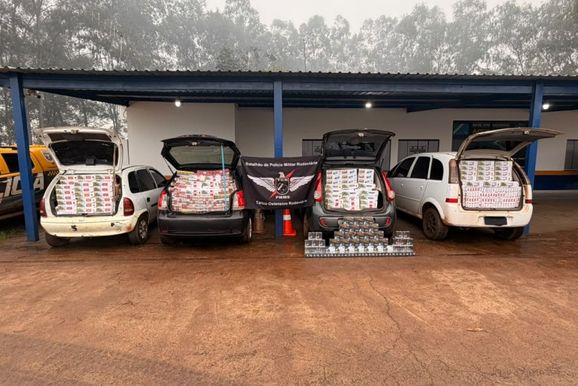 Pol&iacute;cia apreende quatro ve&iacute;culos com cigarros contrabandeados na MS-164