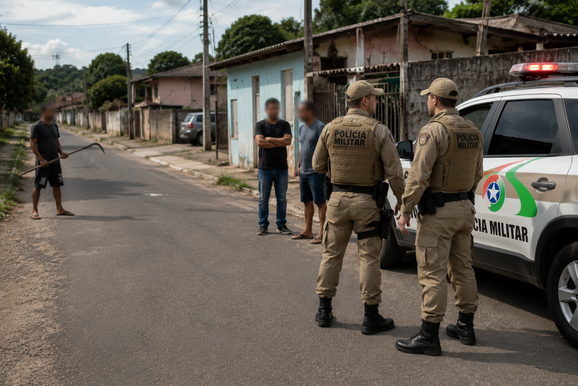 Homem com foice amea&ccedil;a v&iacute;timas e ocorr&ecirc;ncia termina com duas pris&otilde;es, em Monte Castelo